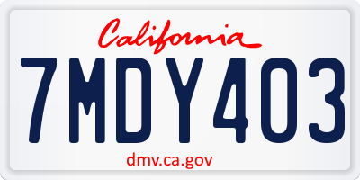 CA license plate 7MDY403