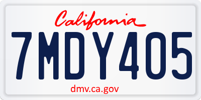 CA license plate 7MDY405