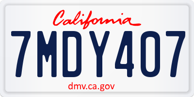 CA license plate 7MDY407