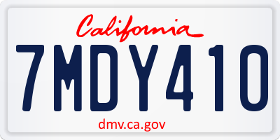 CA license plate 7MDY410
