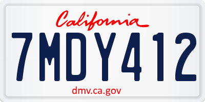 CA license plate 7MDY412