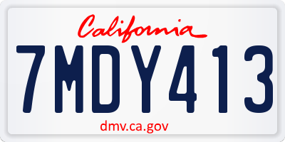 CA license plate 7MDY413