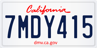 CA license plate 7MDY415