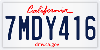 CA license plate 7MDY416