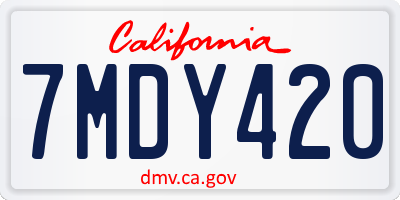 CA license plate 7MDY420