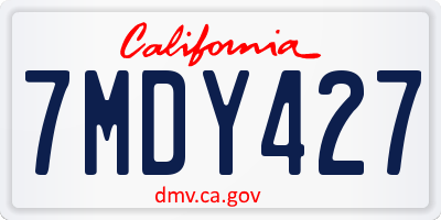 CA license plate 7MDY427
