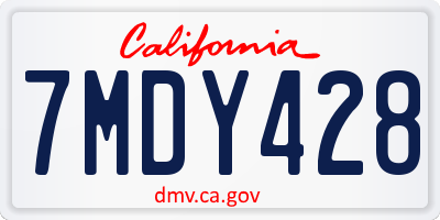 CA license plate 7MDY428