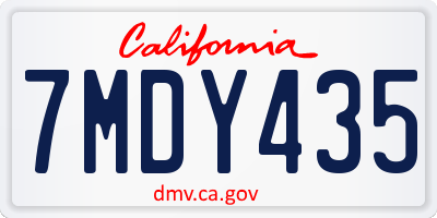 CA license plate 7MDY435