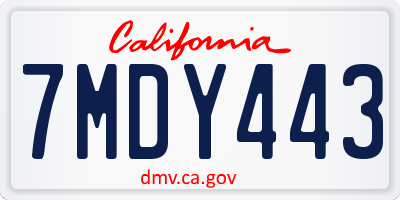 CA license plate 7MDY443