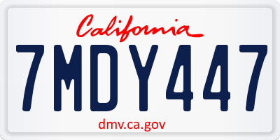 CA license plate 7MDY447