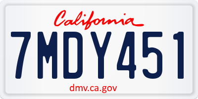 CA license plate 7MDY451