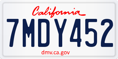 CA license plate 7MDY452