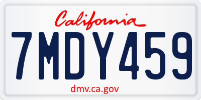 CA license plate 7MDY459