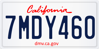 CA license plate 7MDY460