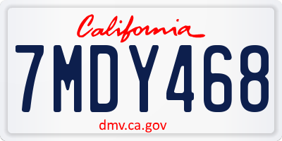CA license plate 7MDY468