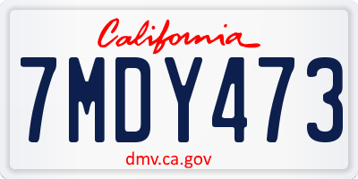 CA license plate 7MDY473