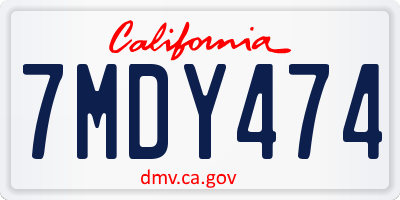CA license plate 7MDY474