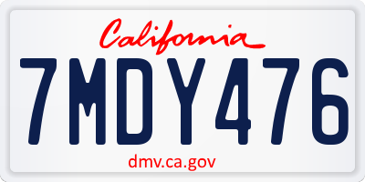 CA license plate 7MDY476