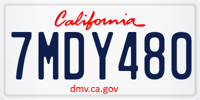 CA license plate 7MDY480