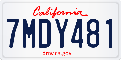 CA license plate 7MDY481