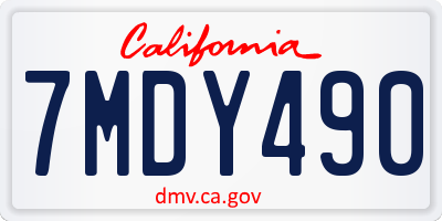 CA license plate 7MDY490