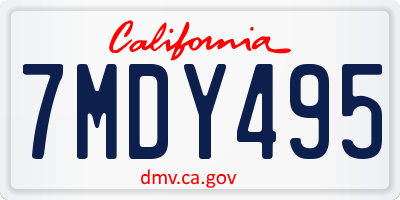 CA license plate 7MDY495
