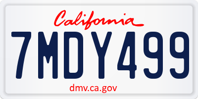 CA license plate 7MDY499