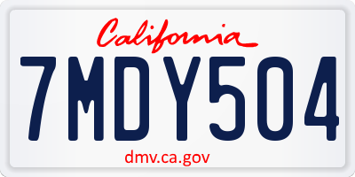 CA license plate 7MDY504