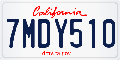 CA license plate 7MDY510
