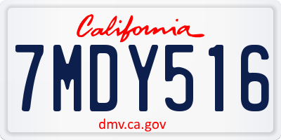 CA license plate 7MDY516