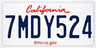 CA license plate 7MDY524