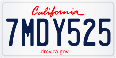 CA license plate 7MDY525