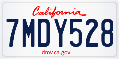 CA license plate 7MDY528