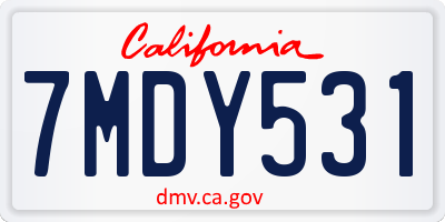 CA license plate 7MDY531