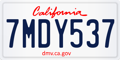 CA license plate 7MDY537