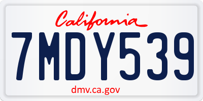 CA license plate 7MDY539