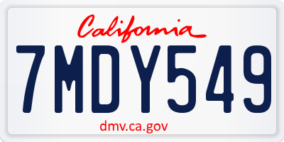 CA license plate 7MDY549