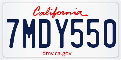 CA license plate 7MDY550