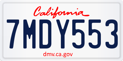 CA license plate 7MDY553