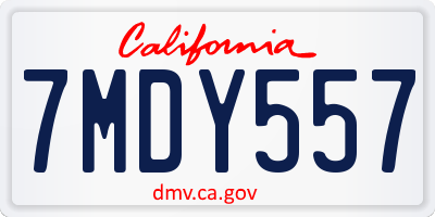 CA license plate 7MDY557