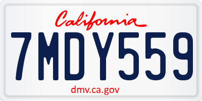 CA license plate 7MDY559