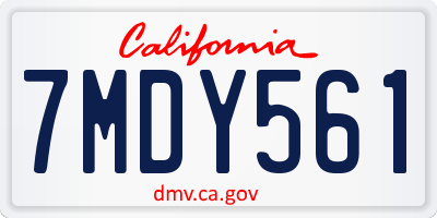 CA license plate 7MDY561