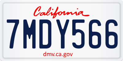 CA license plate 7MDY566