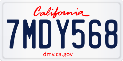 CA license plate 7MDY568