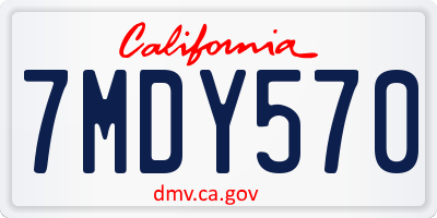 CA license plate 7MDY570