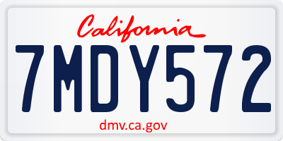CA license plate 7MDY572