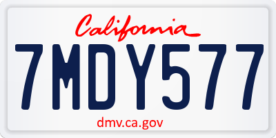 CA license plate 7MDY577