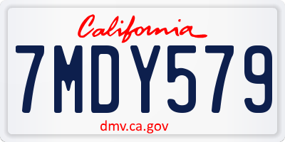 CA license plate 7MDY579