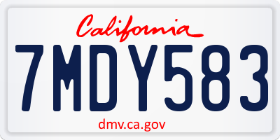 CA license plate 7MDY583