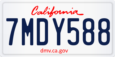 CA license plate 7MDY588